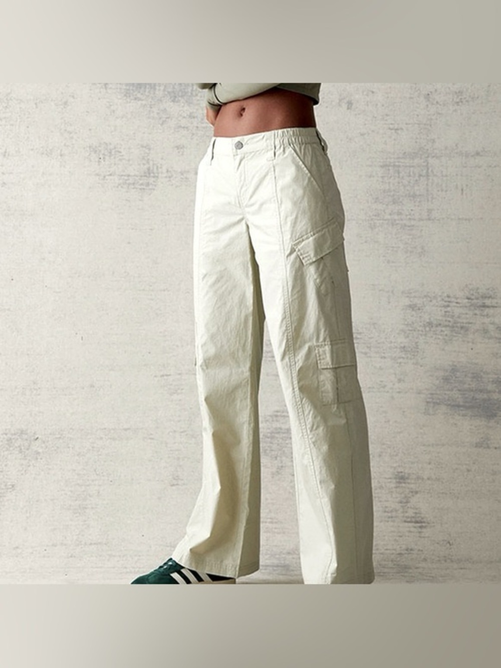 Pacsun Green Low Rise Cargo Puddle Pants Size M EUC Wide Leg Casual Boho